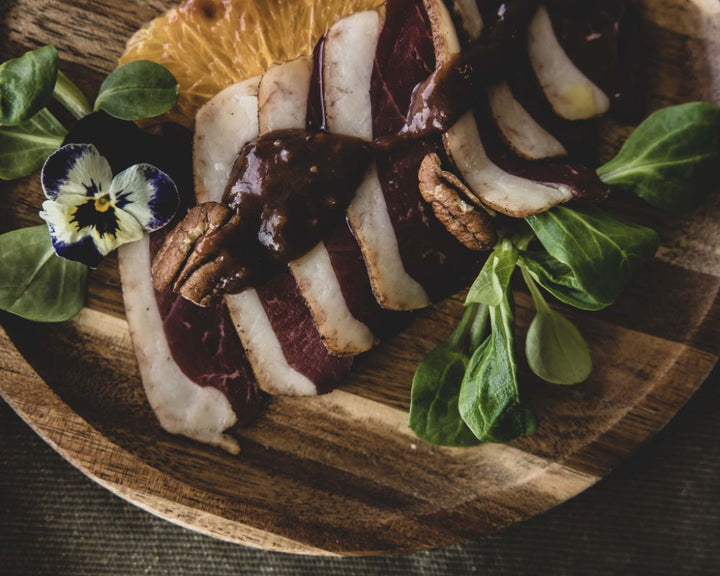 Carpaccio de magret de canard fumé