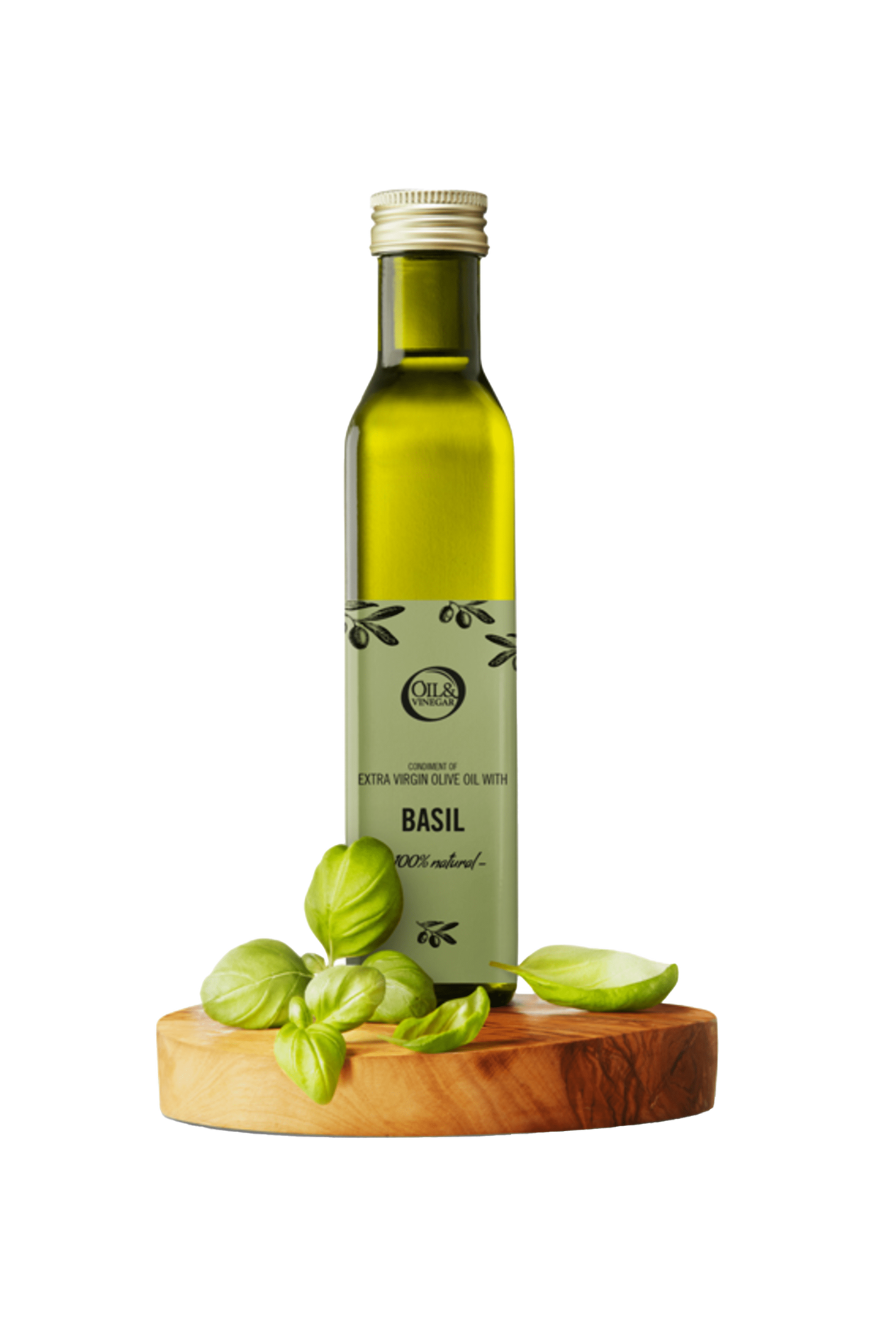 Huile d'olive extra vierge au basilic