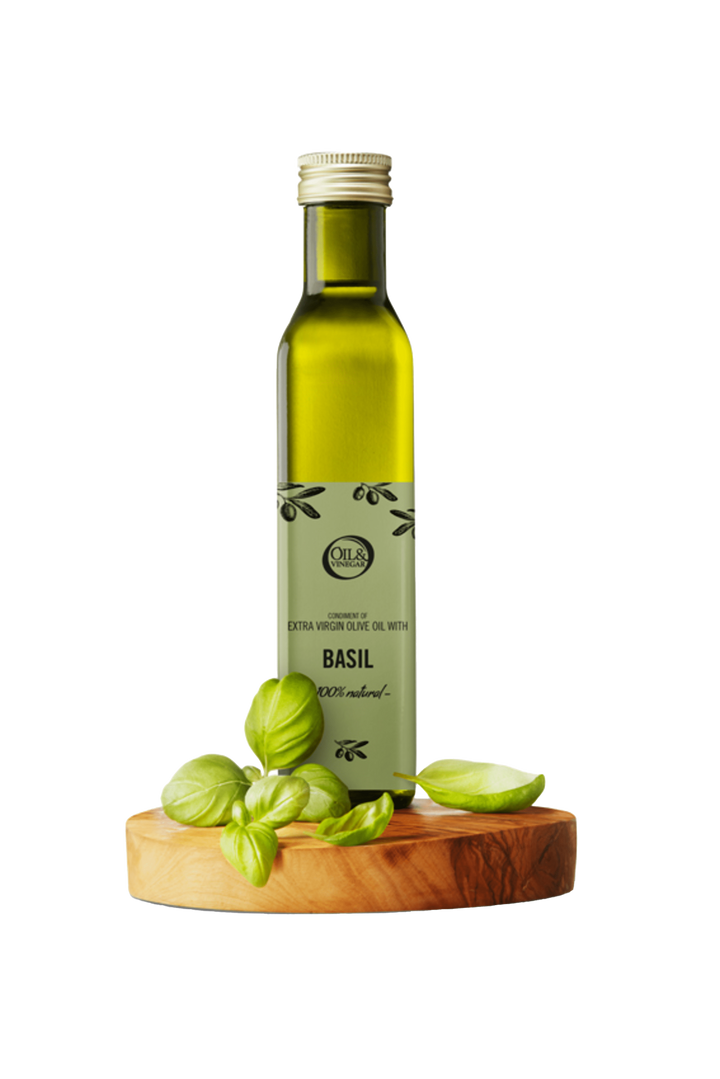 Huile d'olive extra vierge au basilic