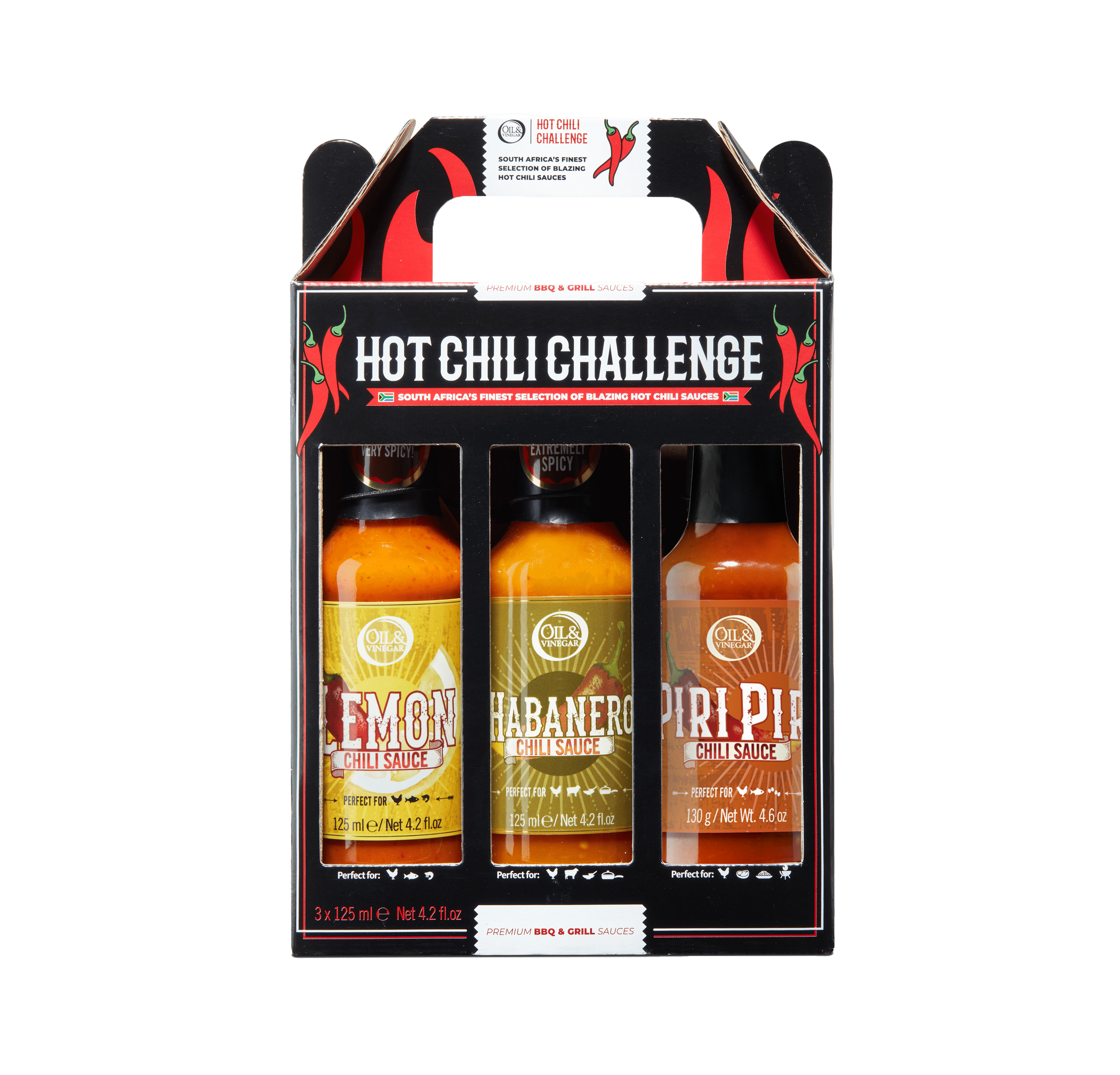 Hot Chili Challenge – Cadeauset met 3 Chilisauzen - 3x125ml