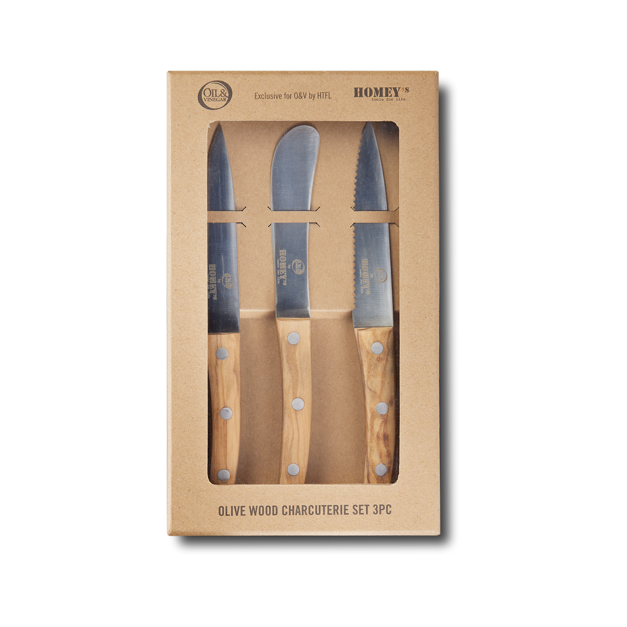 Ensemble charcuterie en bois d'olivier - 3pcs